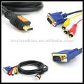 Hight calidad HDMI a VGA 3RCA Cable para HDTV 1080p